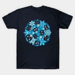 Winter Kittens - Cute cats and Snowflakes T-Shirt